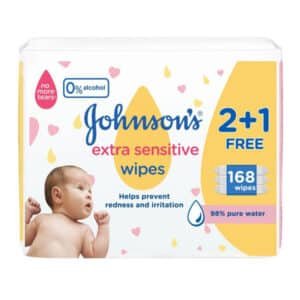 J&J BABY WIPES EXTRA SENSITIVE 2+1 FREE