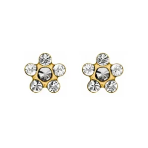 INVERNESS GOLD EAR RING PLATE CRYSTAL FLOWER