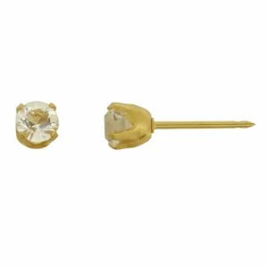 INVERNESS GOLD EAR RING PLATE CZ 5MM