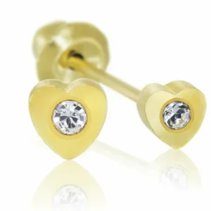 INVERNESS GOLD EAR RING PLATE CRYSTAL IN HEART