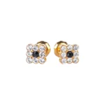LUSTROUS(163)GOLD SQUAR BLACK DIAMOND EAR