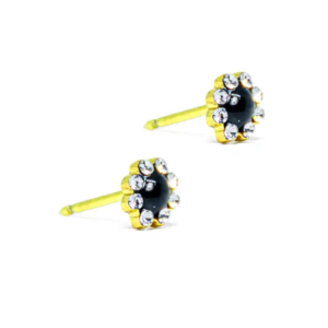 LUSTROUS(116)GOLD PLATED BLACK STONE EAR