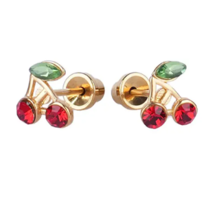 LUSTROUS(119)REAL SILVER RED CHERRY 1 EAR