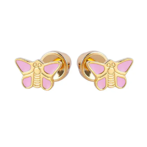 LUSTROUS(138)GOLD PINK BATTERFLY EAR