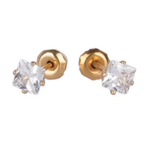 LUSTROUS(139)GOLD SQUAR DIAMOND EAR